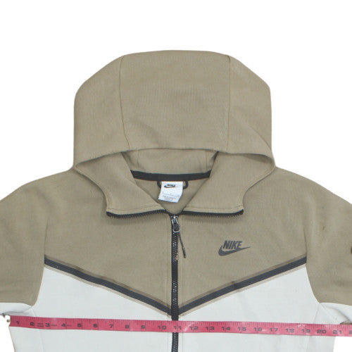 Nike Men's Beige Full Zip Hoodie Size S Cotton Casual Sportswear