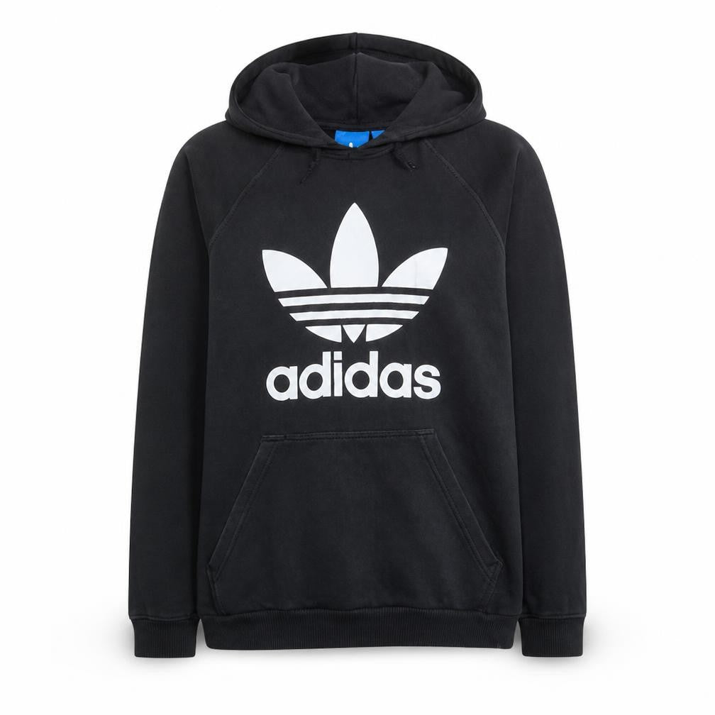 Adidas Womens Black XL Pullover Hoodie with Logo Print