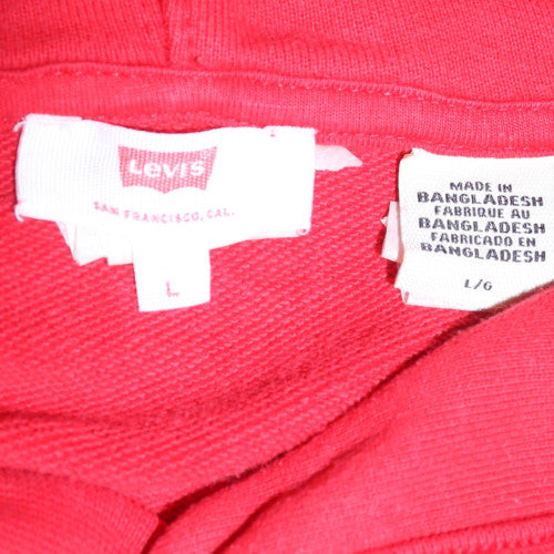 Levi's Men's Red Pullover Hoodie L Logo Fleece Sweatshirt