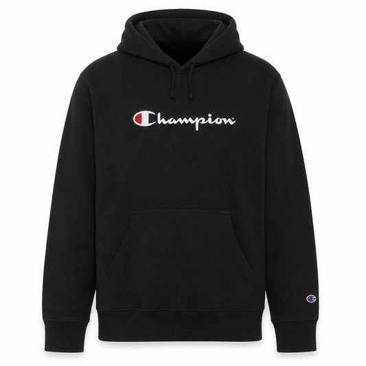 Champion Men's Black Pullover Hoodie 2XL Logo Fleece Sweatshirt