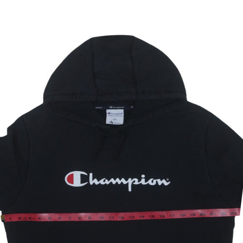 Champion Men's Black Pullover Hoodie 2XL Logo Fleece Sweatshirt