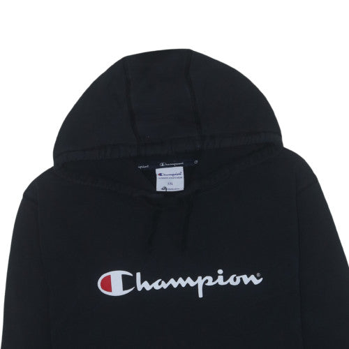 Champion Men's Black Pullover Hoodie 2XL Logo Fleece Sweatshirt