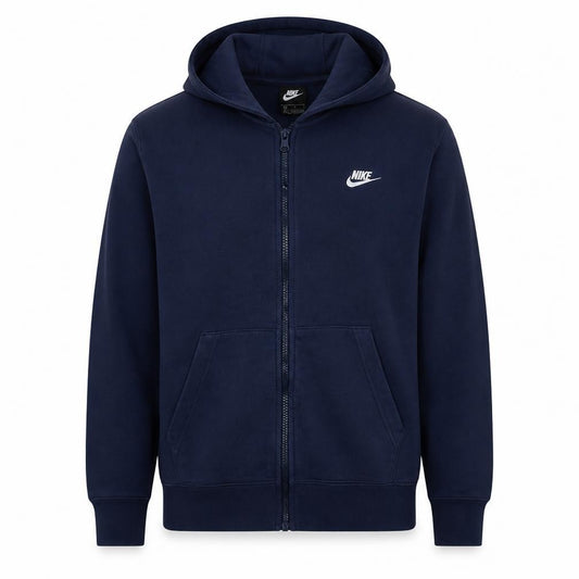 Nike Men's Blue Full Zip Hoodie Size L Fleece Cotton Blend