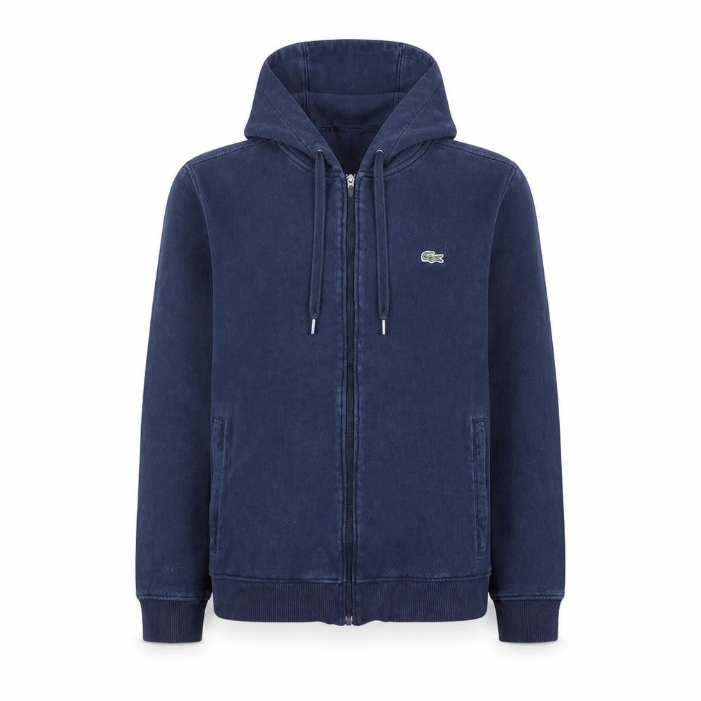 Lacoste Sport Womens Navy Full Zip Hoodie Size L Cotton Blend