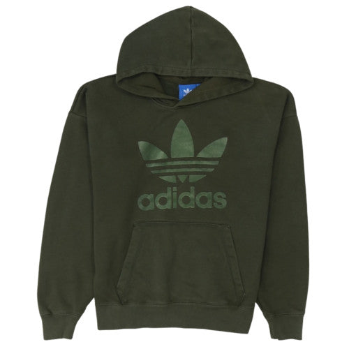 Adidas Mens Green Pullover Hoodie Small Regular Fit Logo Fleece