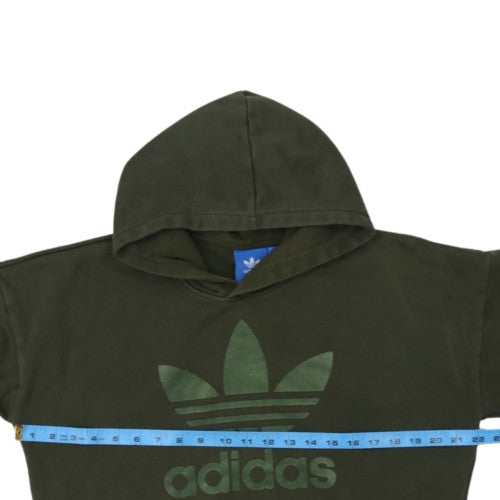 Adidas Mens Green Pullover Hoodie Small Regular Fit Logo Fleece