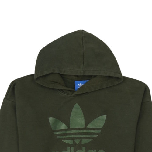 Adidas Mens Green Pullover Hoodie Small Regular Fit Logo Fleece
