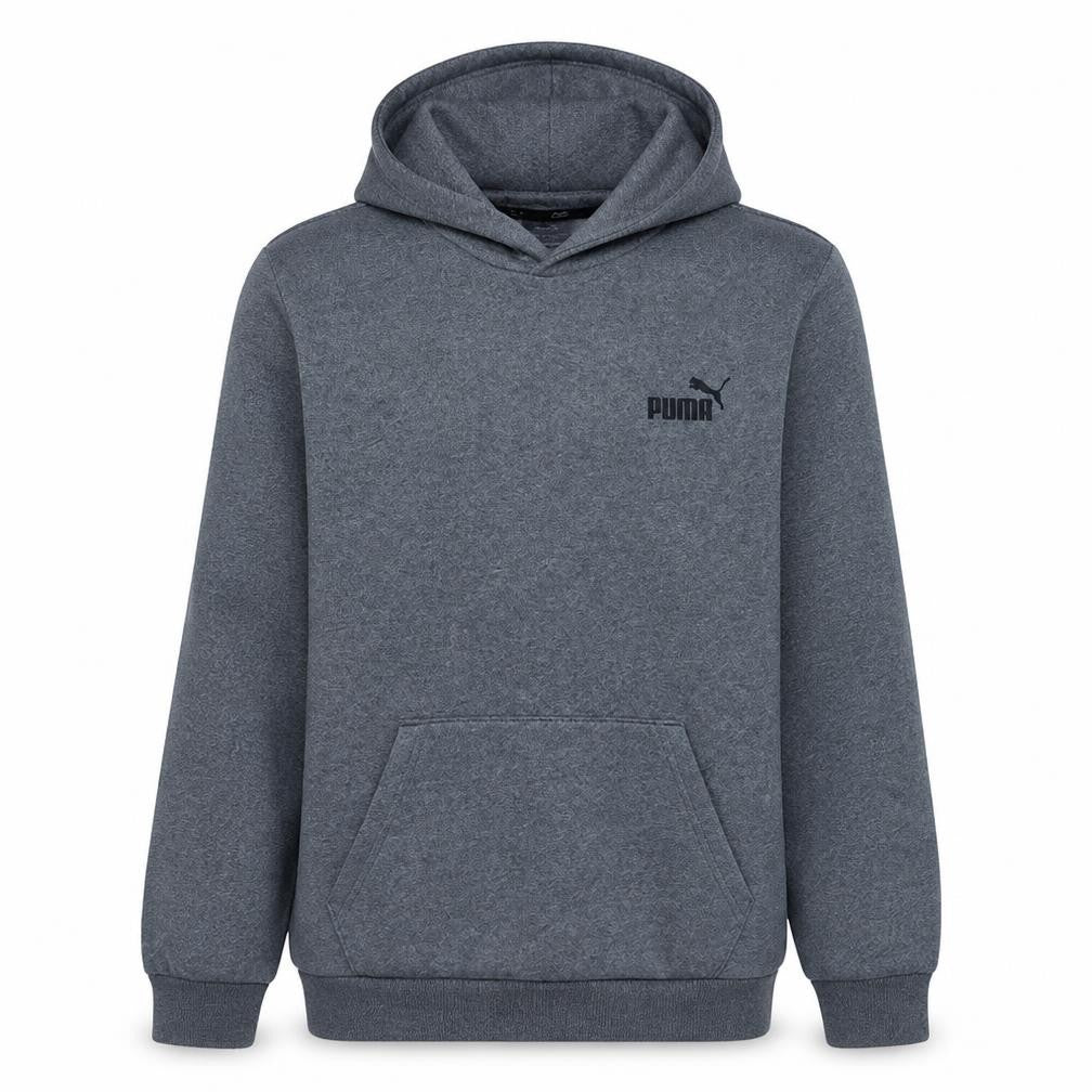 Puma Men's Grey Pullover Hoodie L Fleece Logo Sportswear