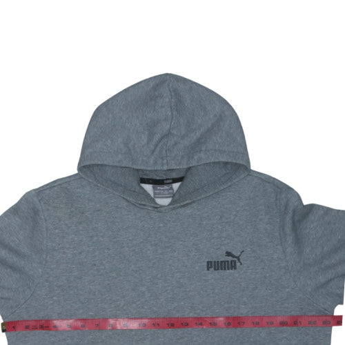 Puma Men's Grey Pullover Hoodie L Fleece Logo Sportswear