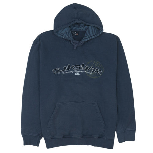 Quiksilver Men's Blue Pullover Hoodie XL Fleece Logo Surf Style