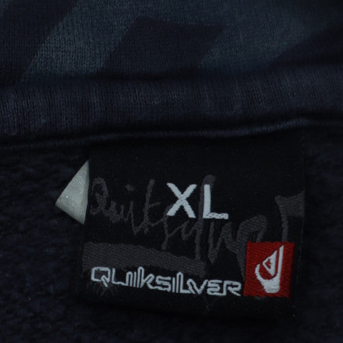Quiksilver Men's Blue Pullover Hoodie XL Fleece Logo Surf Style