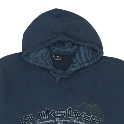 Quiksilver Men's Blue Pullover Hoodie XL Fleece Logo Surf Style