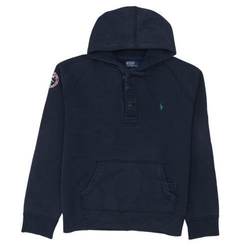 Ralph Lauren Men's Blue 2XL Henley Hoodie with Logo
