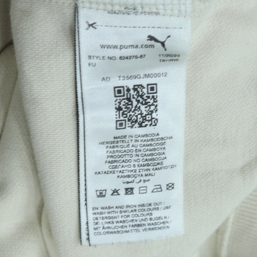 Puma Men's Beige Pullover Hoodie Size S Embroidered Sportswear