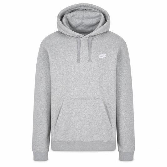 Nike Men's Grey Pullover Hoodie L Fleece Logo Sweatshirt