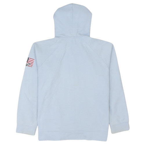 Tommy Hilfiger Women Blue Full Zip Hoodie USA Logo M Cotton Blend