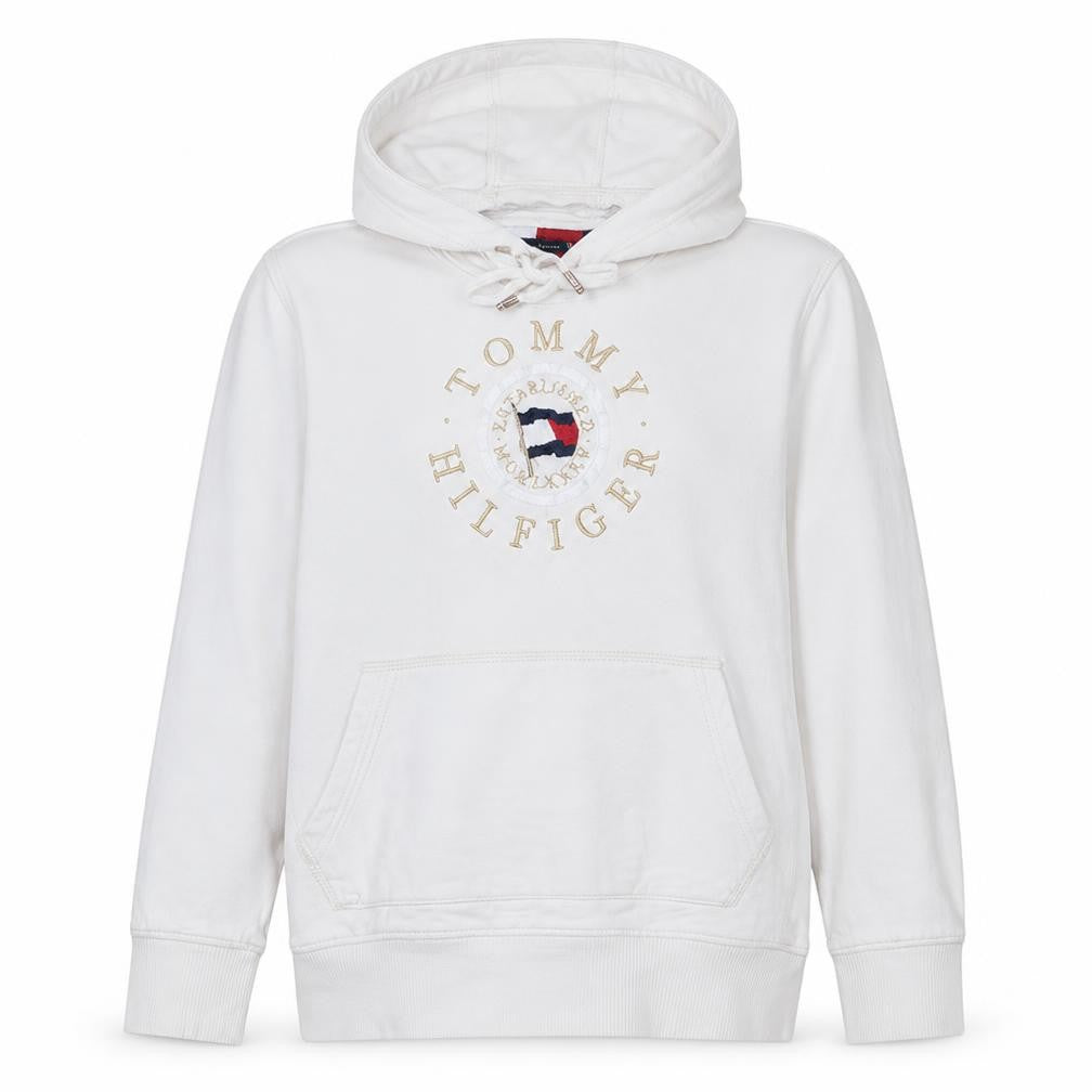 Tommy Hilfiger Women’s White Organic Cotton Pullover Hoodie Size L