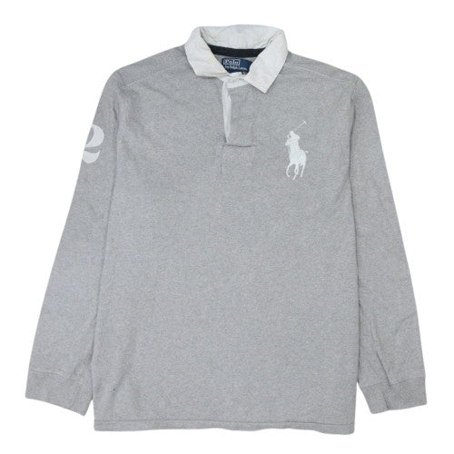 Ralph Lauren Men's Grey Long Sleeve Custom Fit Polo Shirt XL Cotton