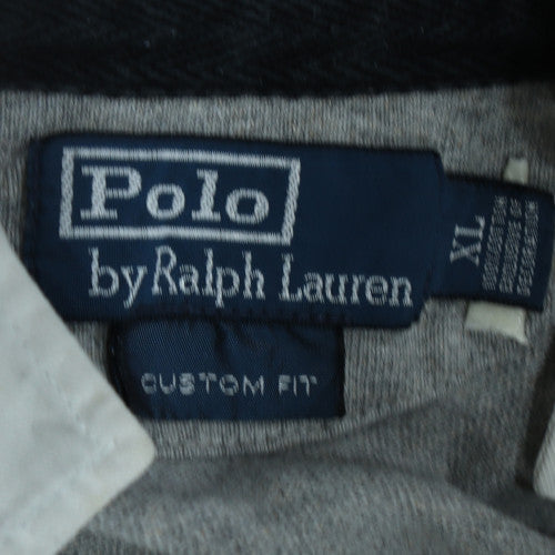 Ralph Lauren Men's Grey Long Sleeve Custom Fit Polo Shirt XL Cotton