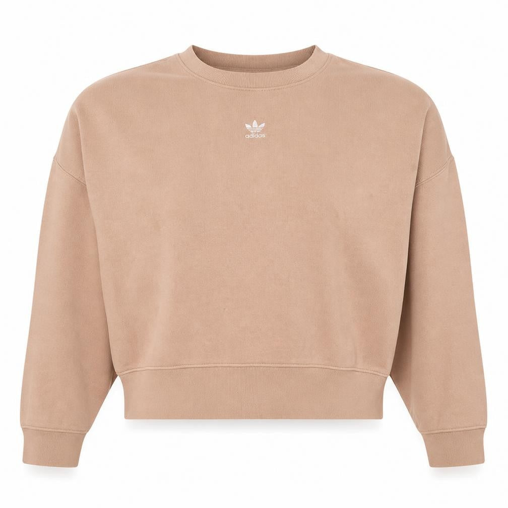 Adidas Womens Beige Crew Neck Pullover Sweatshirt Size 10
