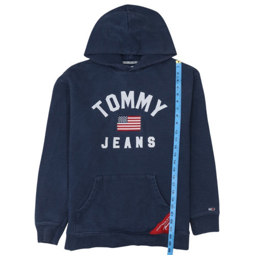 Tommy Jeans Men's Blue Pullover Hoodie M Regular Fit Graphic Logo