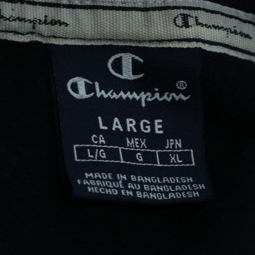 Champion Womens Black Large Pullover Hoodie with Logo Detail