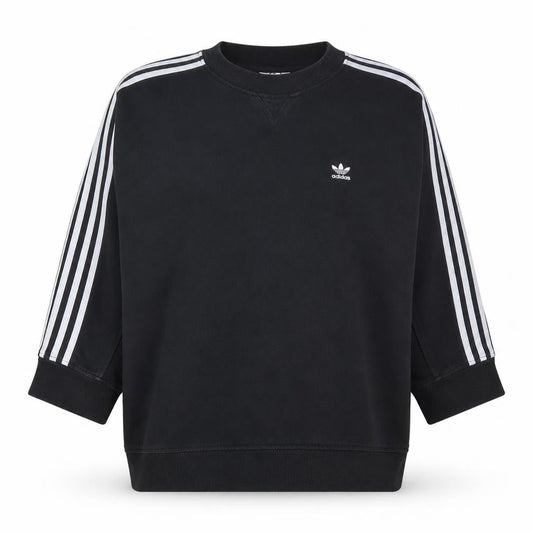 Adidas Womens Black 2XL Pullover Sweatshirt with Stripes