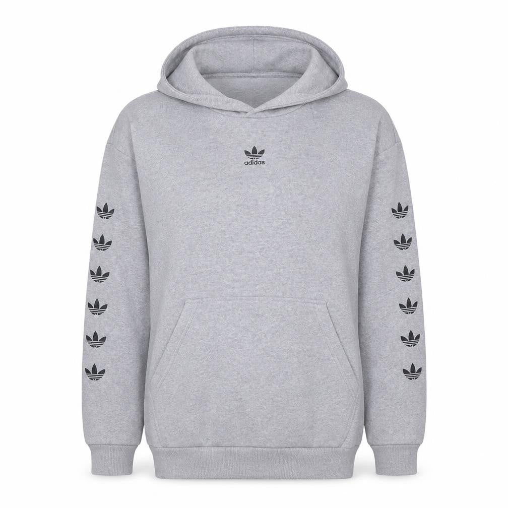 Adidas Women Grey Pullover Hoodie Lined Cotton Blend Size 8