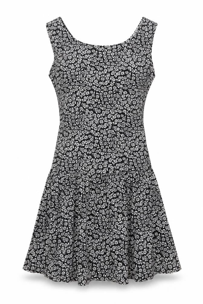 South Beach Womens Black Floral Cut Out Skater Dress M