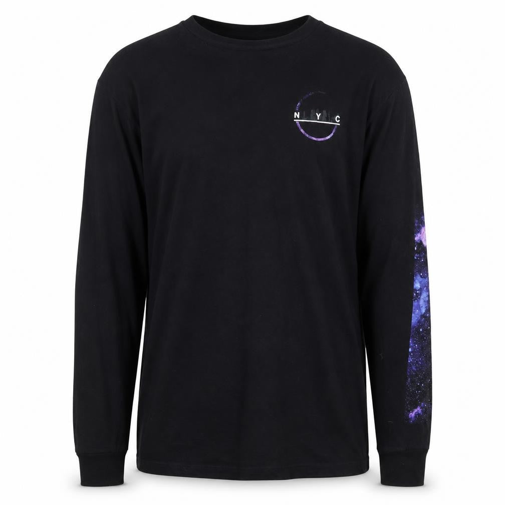 Urban Pipeline Men's Black NYC Space Print Long Sleeve T-Shirt Size M