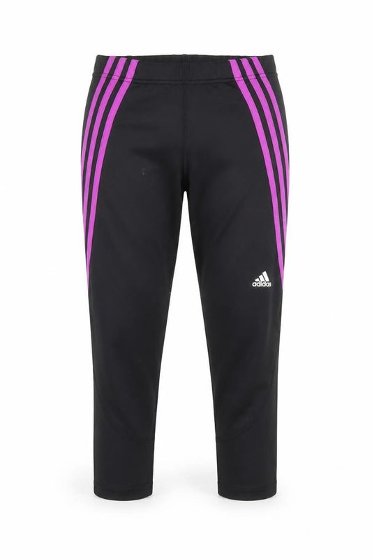 Adidas Womens Black XS Ankle Leggings Purple Stripe Performance