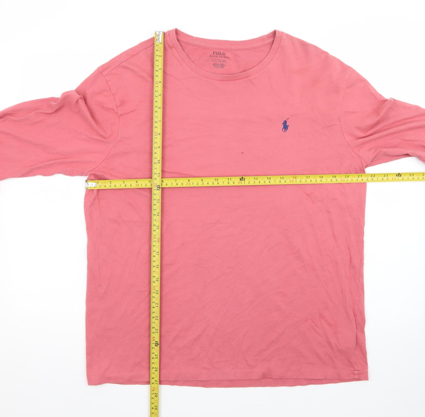 Ralph Lauren Men’s Pink Long Sleeve Cotton Crew Neck T-Shirt L