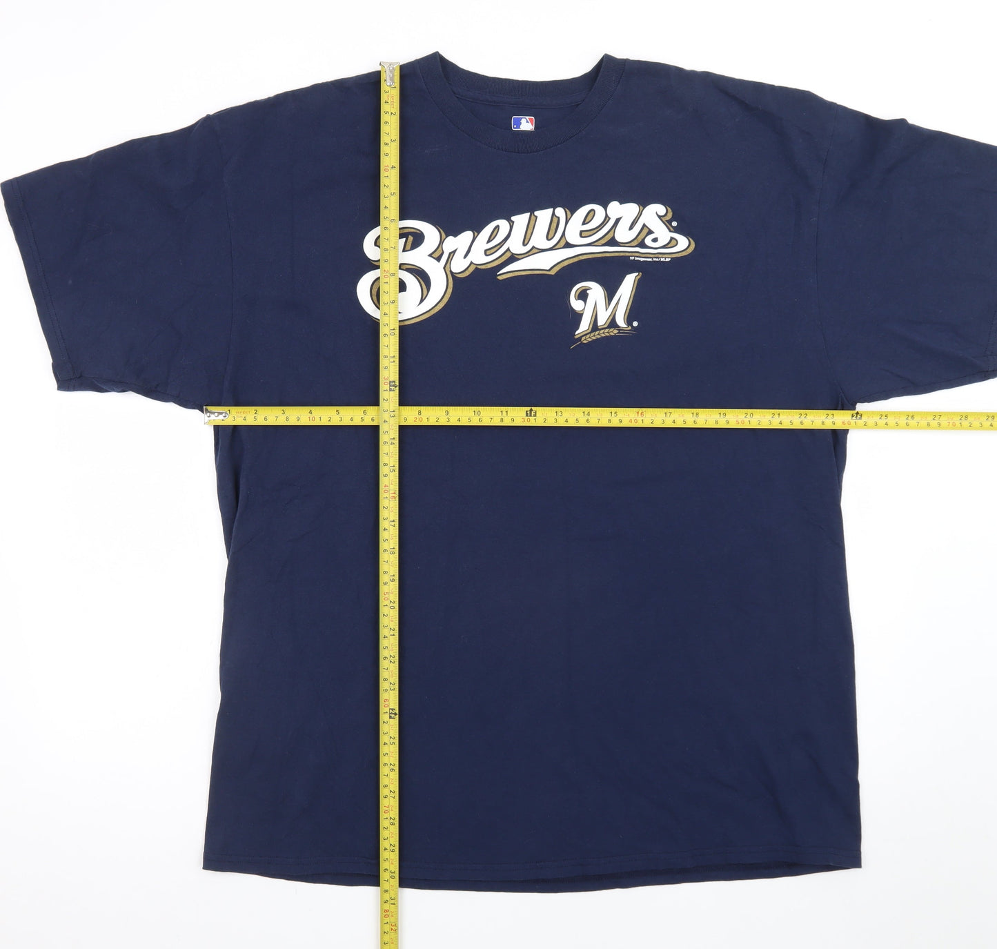 MLB Genuine Merchandise Men's Navy Brewers T-Shirt 2XL Cotton Short Sleeve