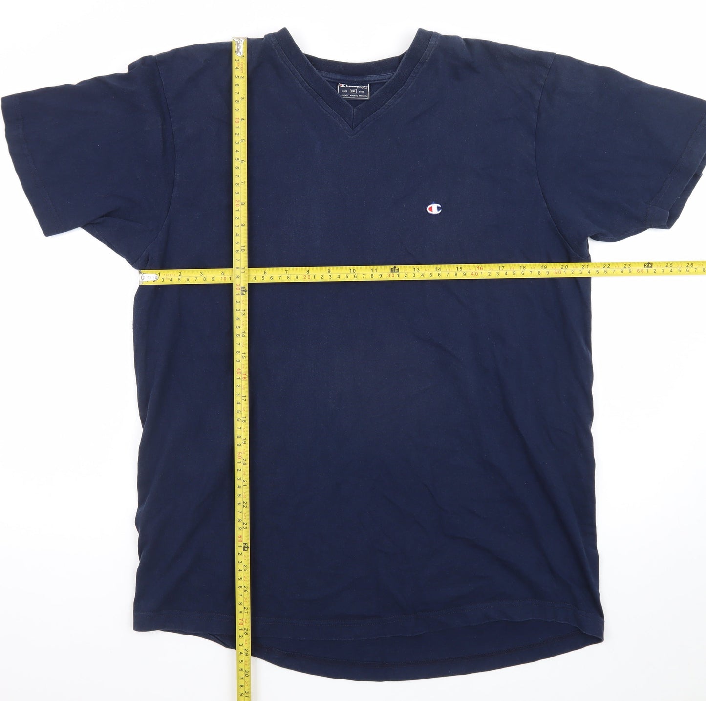 Champion Men's Blue 2XL V-Neck Cotton Short Sleeve T-Shirt