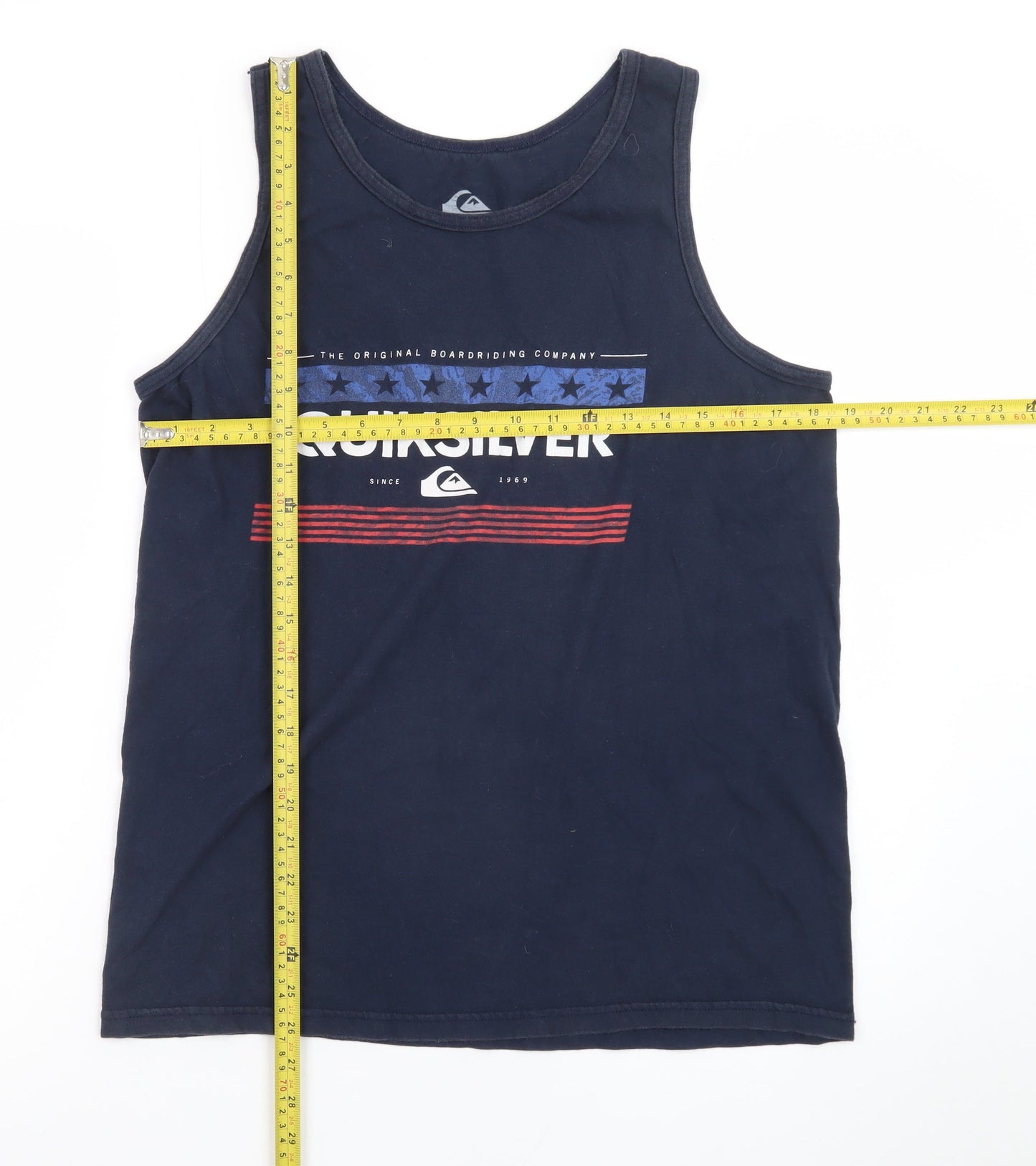 Quiksilver Men's Navy Sleeveless Regular Fit Cotton Tank Top M