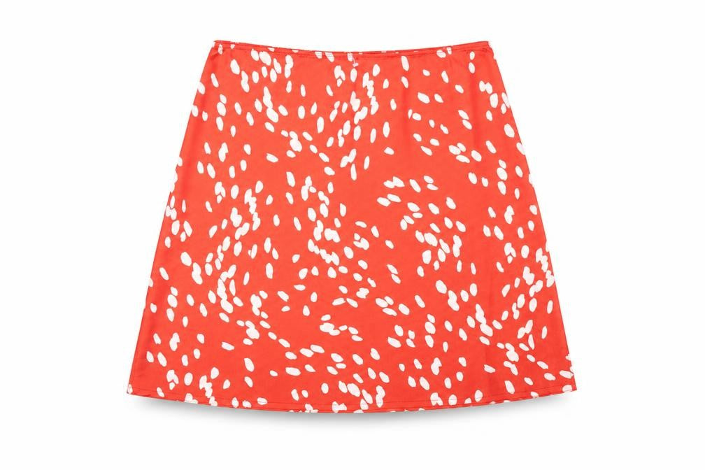 Topshop Women Red White A-Line Knee Length Skirt Size 10