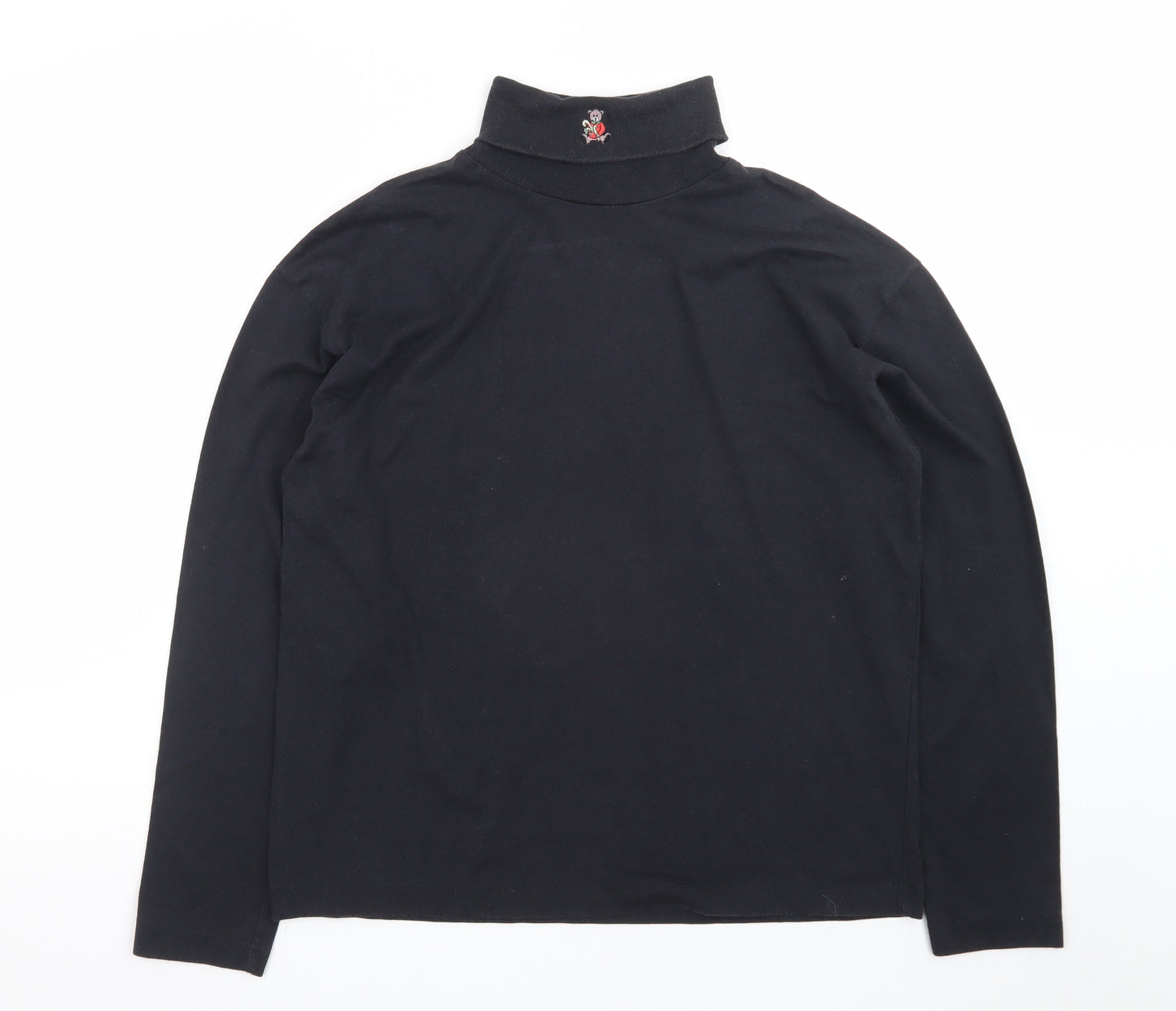 All Points Men Black Roll Neck Long Sleeve Cotton T-Shirt L