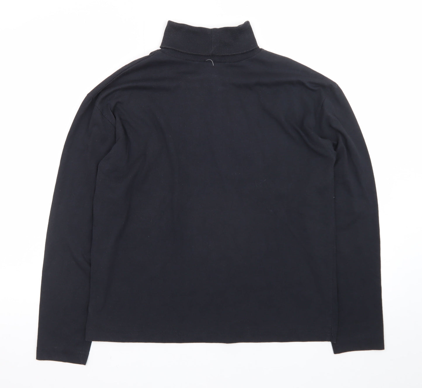 All Points Men Black Roll Neck Long Sleeve Cotton T-Shirt L