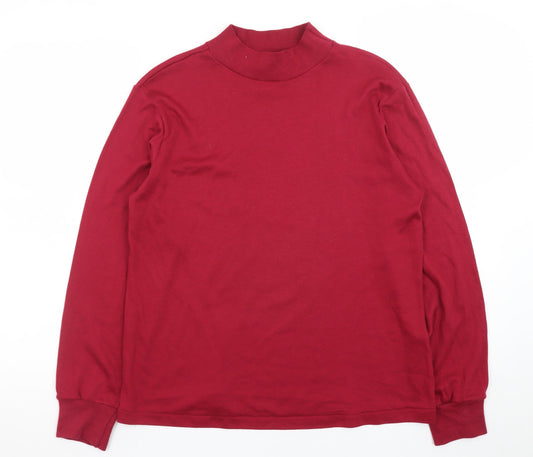 Lands' End Men's Red Mock Neck Long Sleeve Jersey T-Shirt XS