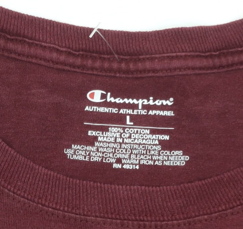 Champion Men's Burgundy Fordham Graphic Cotton T-Shirt Size L