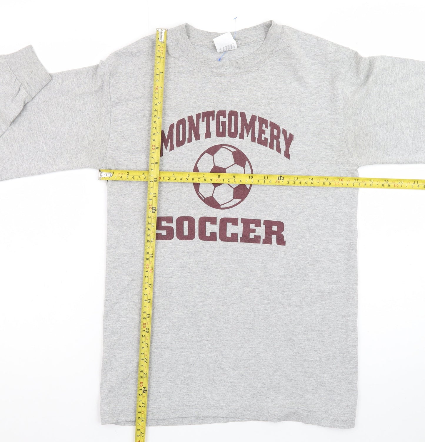 Anvil Men's Grey Long Sleeve Montgomery Soccer T-Shirt Small
