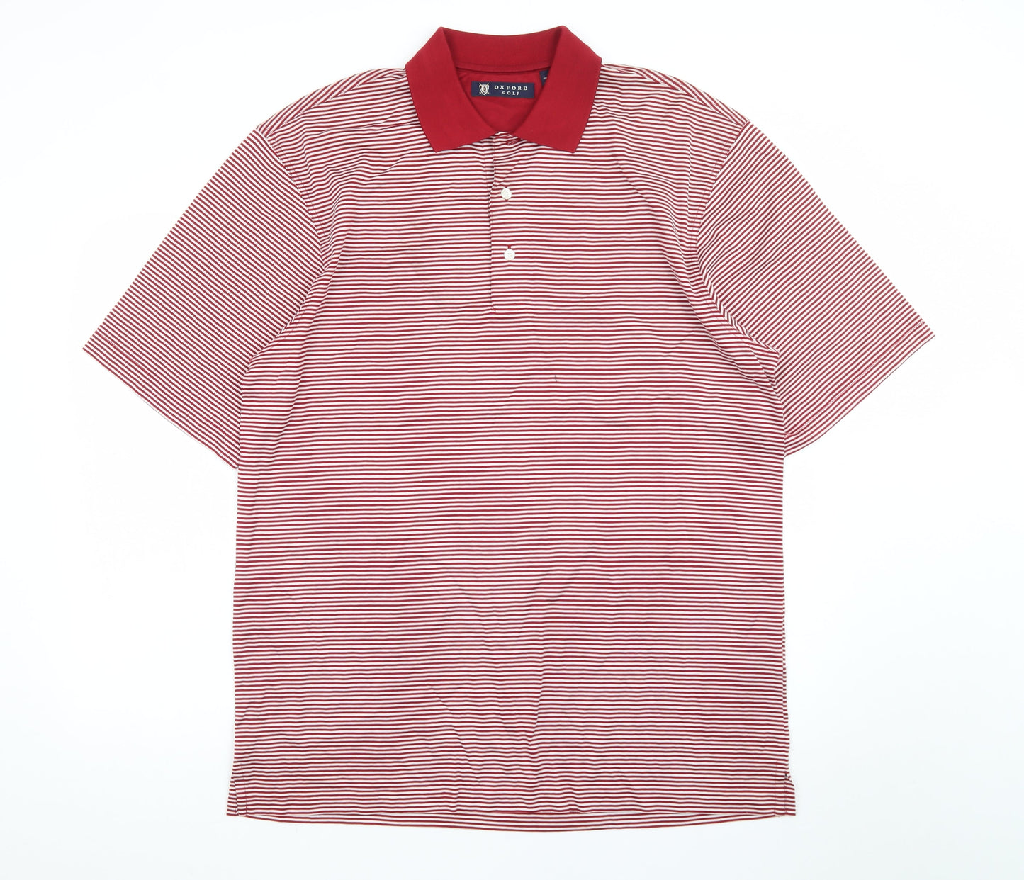 Oxford Golf Men's Red Striped Cotton Polo Shirt Size M