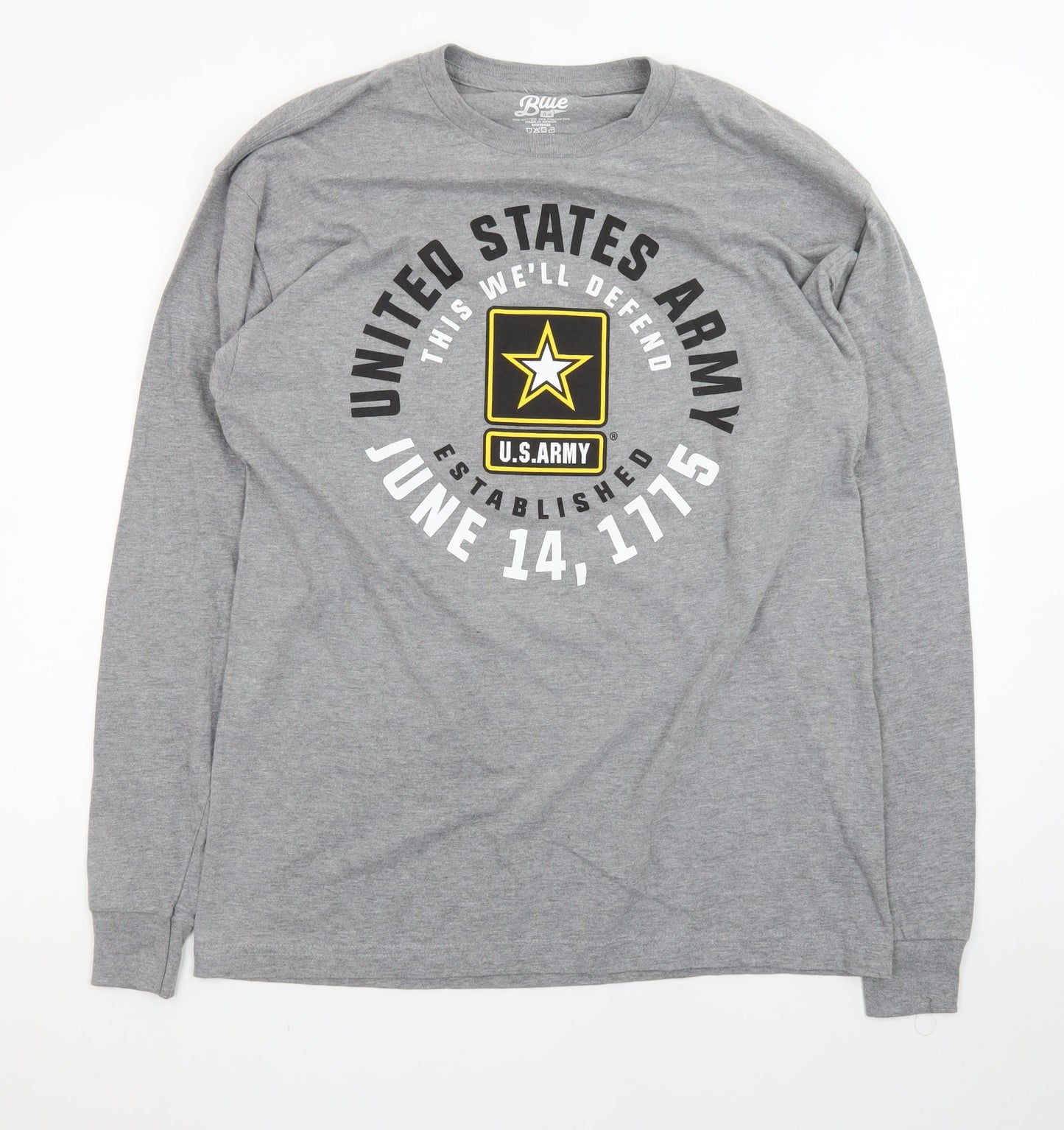 Blue 84 Men's Grey U.S. Army Long Sleeve Graphic T-Shirt Size L