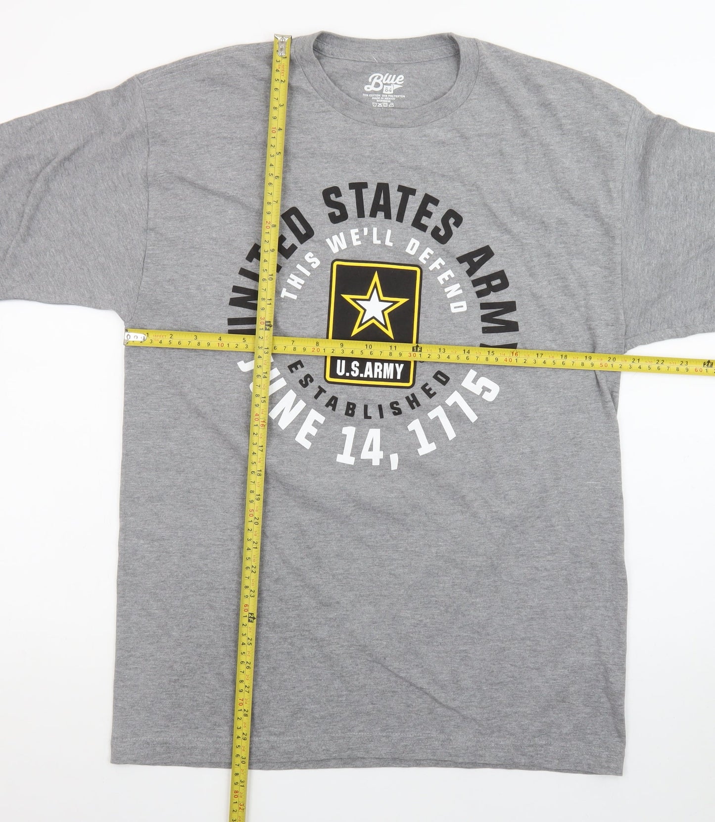 Blue 84 Men's Grey U.S. Army Long Sleeve Graphic T-Shirt Size L