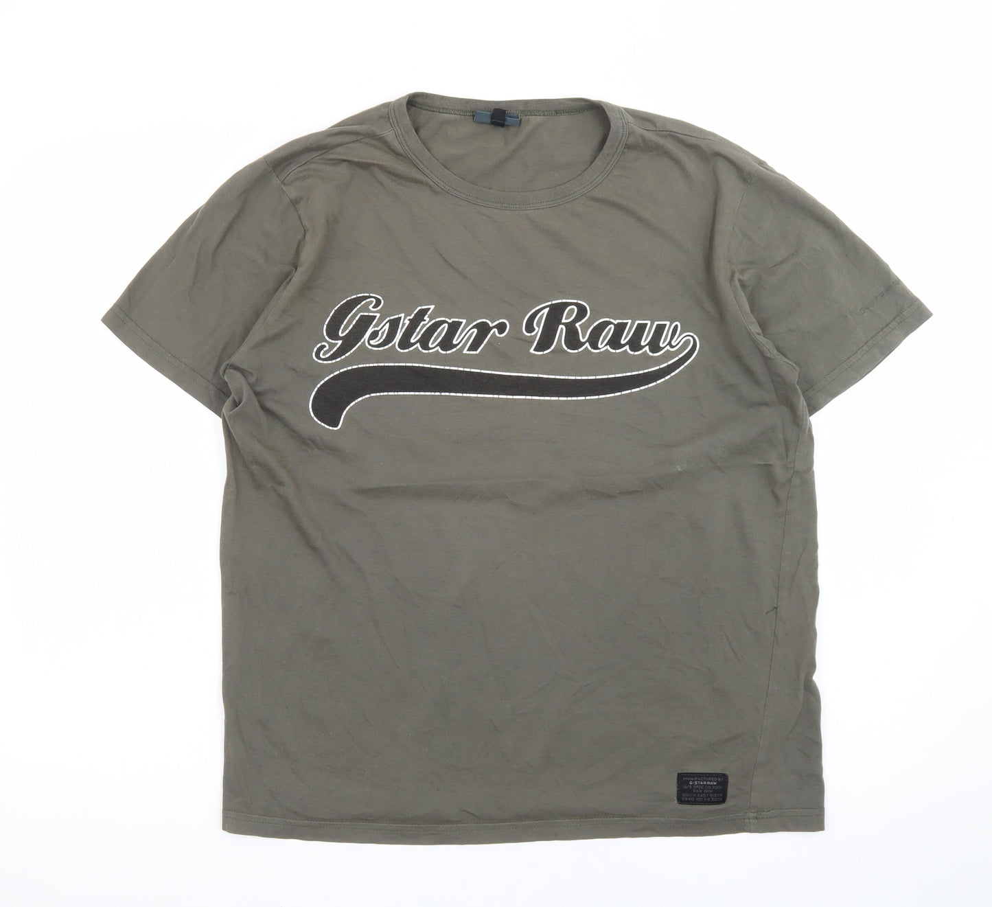 G-Star Men Green Graphic Print Crew Neck Short Sleeve T-Shirt L