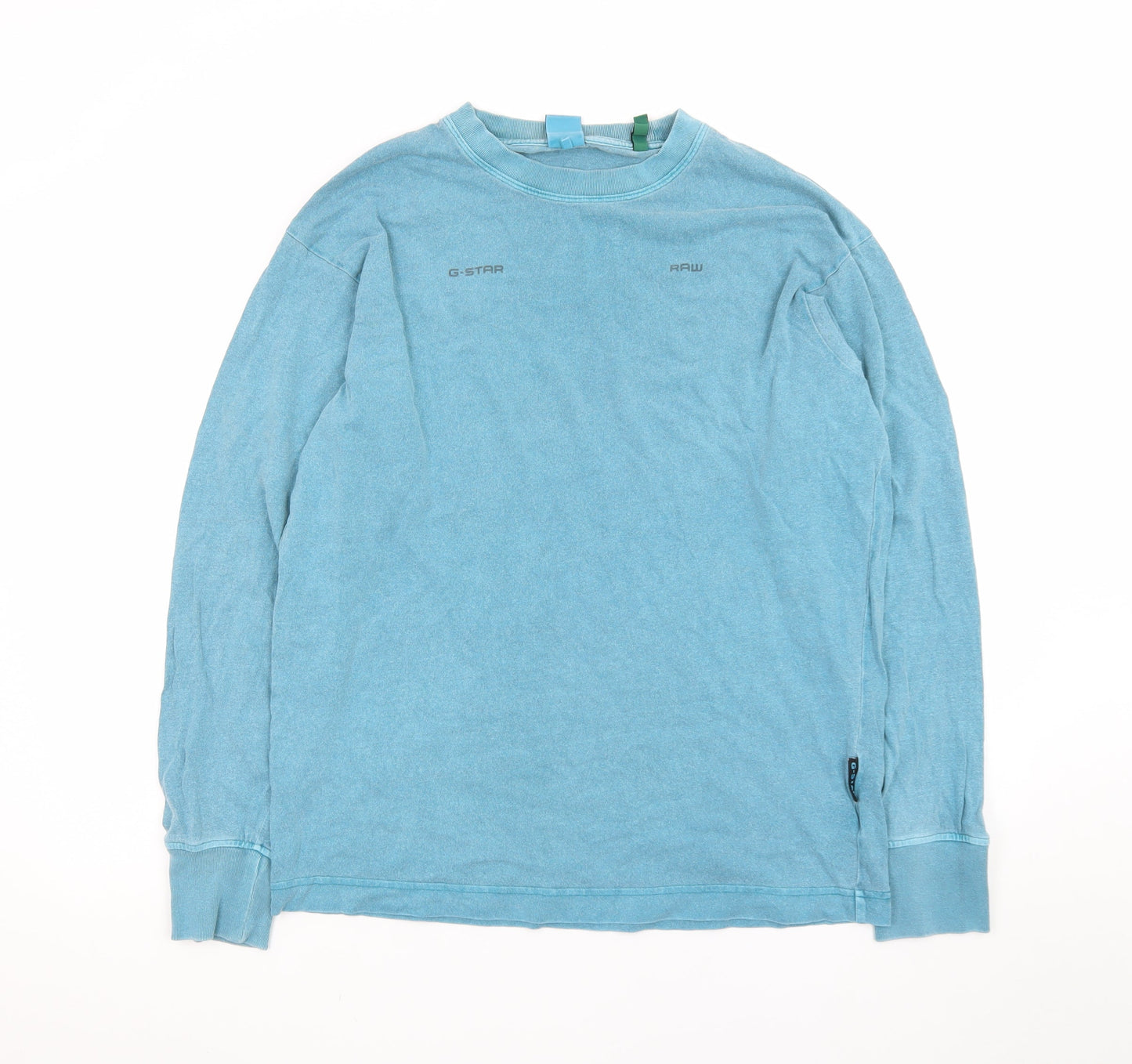 G-Star RAW Men's Blue Long Sleeve Crew Neck Cotton T-Shirt Size S