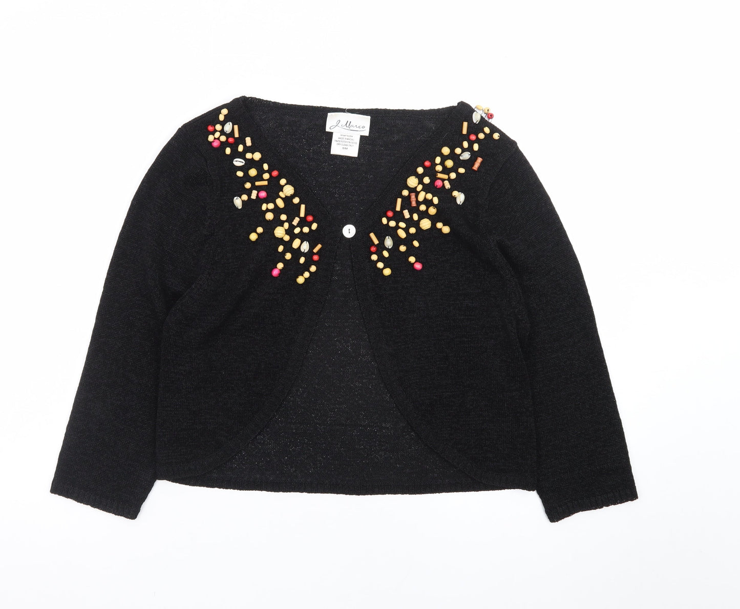 J. Marco Women's Black Beaded Knit Cardigan Size S