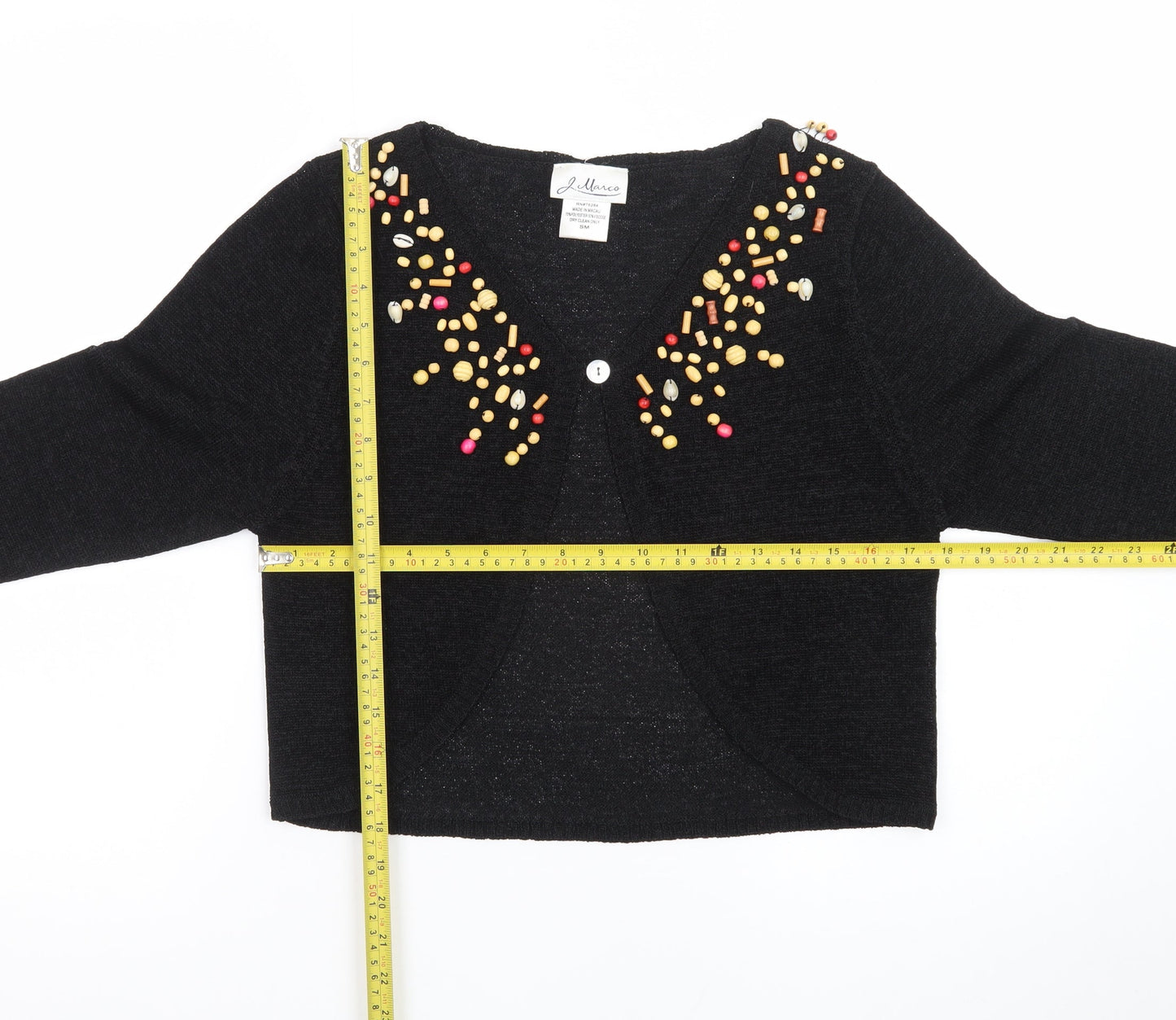 J. Marco Women's Black Beaded Knit Cardigan Size S