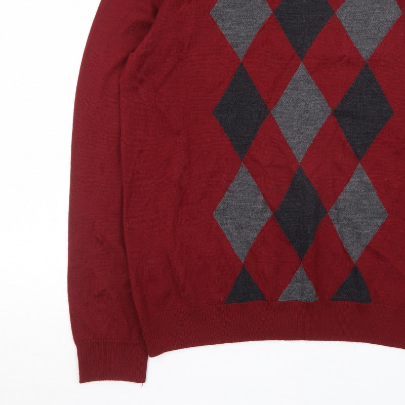 Additional view of APT.9 Men's Red Argyle V-Neck Knit jumper, size L