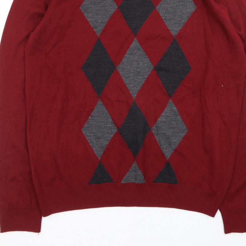 Additional view of APT.9 Men's Red Argyle V-Neck Knit jumper, size L